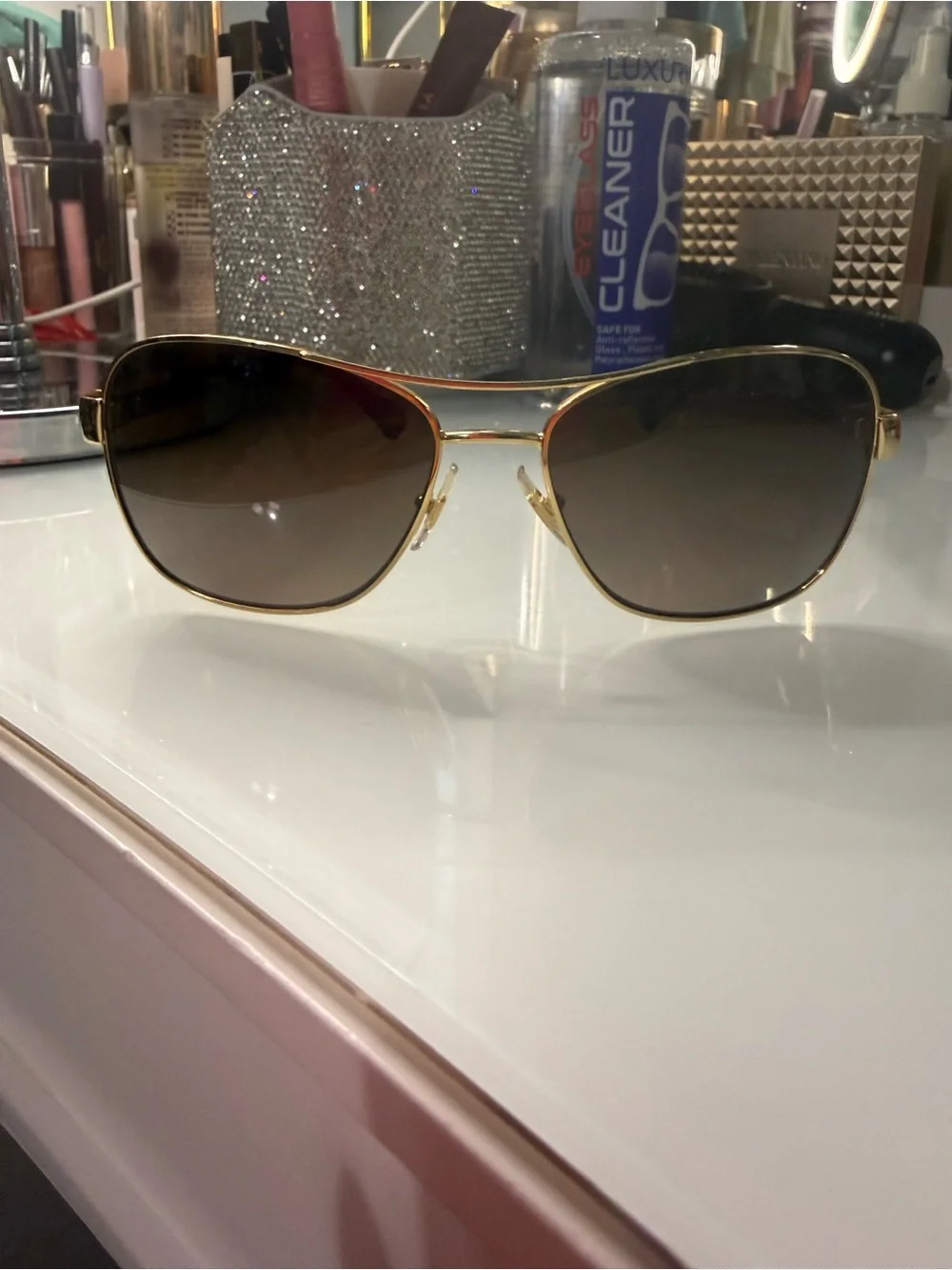 Ralph Lauren Gold Frame Sunglasses with Brown Gradient Lenses
